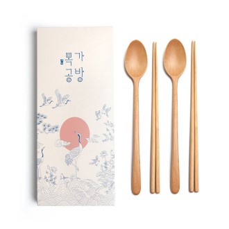 목가공방 천연 오일 순수 아름 수저 2인 선물세트