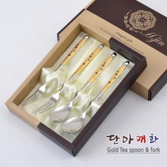 H.jin현진 단아매화 금티스푼포크 4p세트