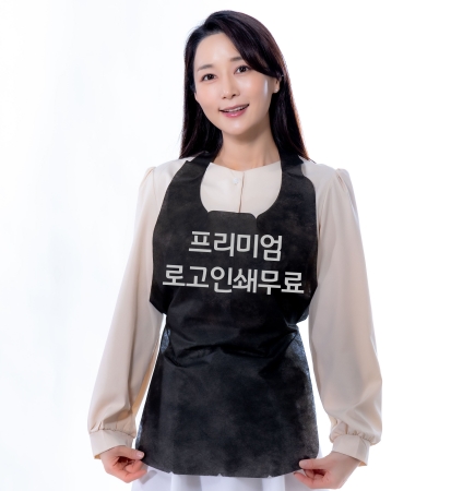 일회용 앞치마 허리끈형 블랙 로고인쇄포함