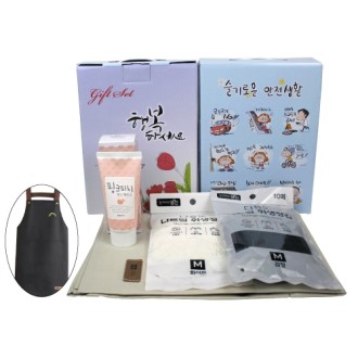 앞치마+니트릴 검정 위생장갑 10매+니트릴 흰색 위생장갑 10매+핸드로션 80g 세트