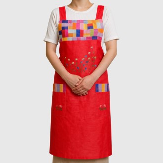 전통 한복 스타일 모시 앞치마