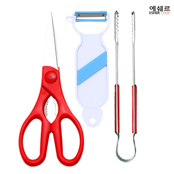 에쉐르 편한 가위 + 미용 야채칼 + 집게 3종세트