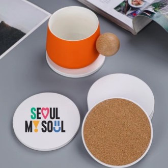 세라믹컵받침 도자기컵받침 코스터 // // 칼라전사