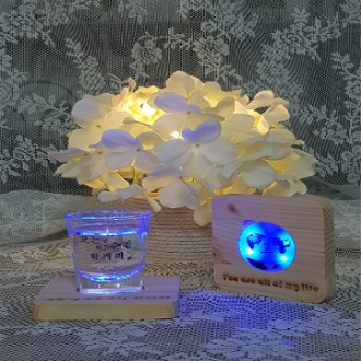 LED 잔 컵받침 우드코스터