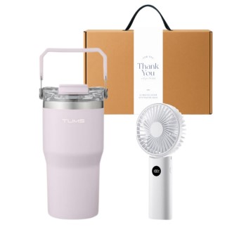 텀스 투게더 핸들 텀블러 600ml 접이식 휴대용 선풍기 감사 띠지 선물 세트