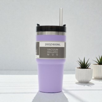 보온보냉 빨대 텀블러 600ml 퍼플
