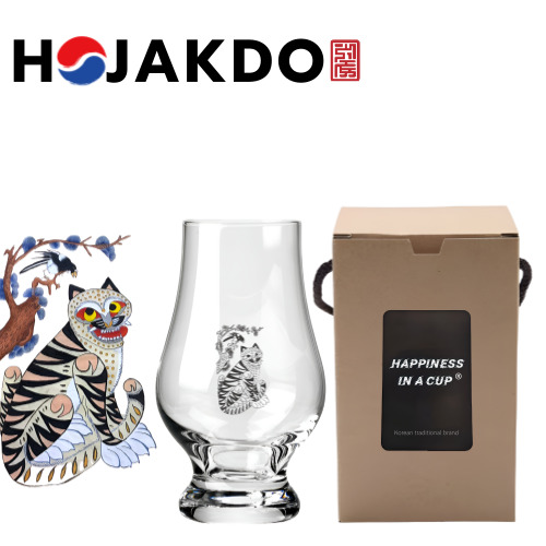 한국전통 위스키잔 호작도 노징글라스 니트잔 170ml