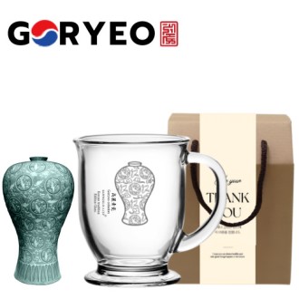 한국전통 고려청자 글라스 머그컵 440ml