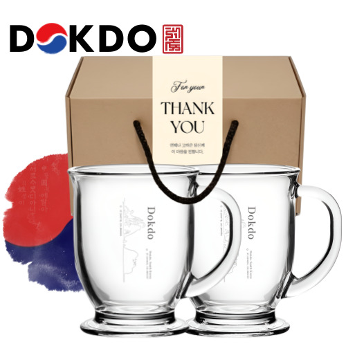 독도보틀 40240 글라스 머그컵 440ml 2P 선물세트