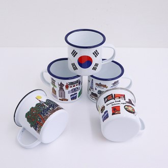 아름누리 일러스트 화이트 법랑머그컵