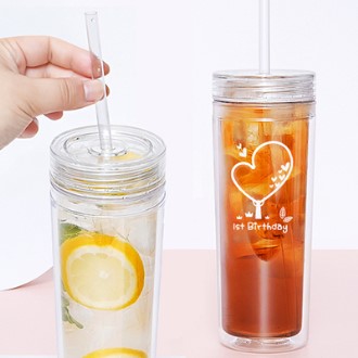 클린 빨대 뚜껑 리유저블 이중 텀블러 500ml / 냉온가능