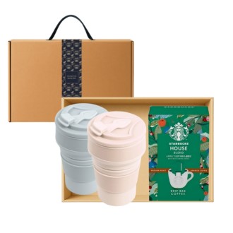 친환경 접이식 실리콘 텀블러 500ml 스타벅스 드립백 5P 고급띠지 손잡이 기프트박스 선물세트