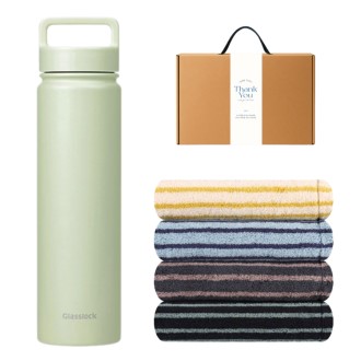 글라스락 스포티 핸들 텀블러 700ml 송월 스트라이프 호텔 핸드타월 기프트박스 선물세트