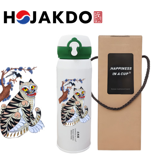한국전통 민화 호작도 까치와 호랑이 원터치 텀블러 500ml