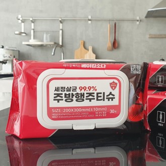 주방 행주 티슈 캡형 세정 살균 99.9% 대형 30매