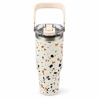 인네이쳐 테라조 텀블러 1200ml 스텐텀블러 빨대텀블러 대용량텀블러 / 인쇄제작가능