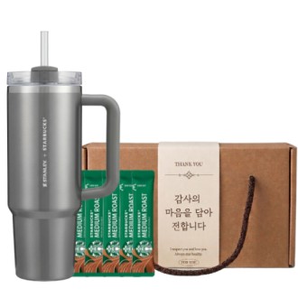 스타벅스 SS 스탠리 시그니처 켄처 887ml + 스타벅스 스틱커피 + 기프트박스