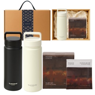 글라스락 스포티 핸들 텀블러 500ml + 모모스커피 드립백(7개입) 손잡이 기프트박스 선물세트
