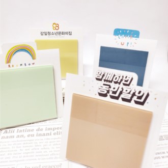 파스텔 투명 점착메모지 75*75 스텐드형