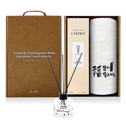 레스쁘리 고급 설 세트, 디퓨저 120ml+새해복 타올 130g