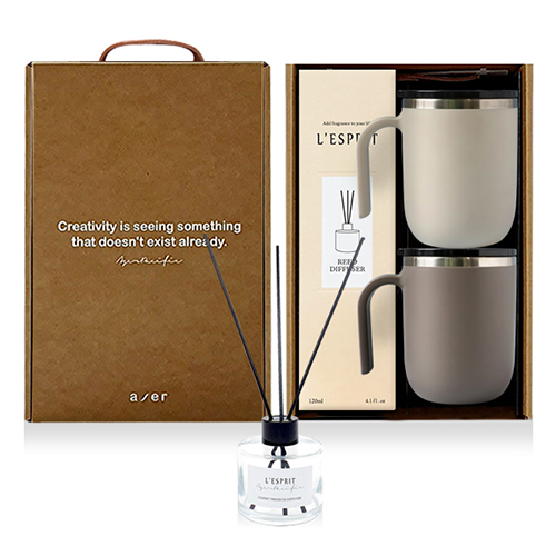 레스쁘리 고급 텀블러세트 DDDD 포니테일 머그 400ml+디퓨저 120ml