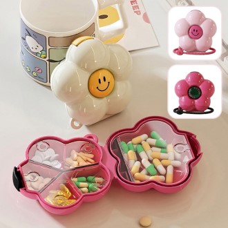 T027 스마일 플라워 약통 비상약 휴대용 약 보관함 인쇄 답례품 행사 선물