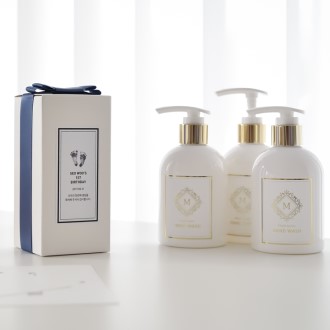 [메이드써니]  핸드워시 베이비파우더향 250ml (블루 리본+스티커 포함)