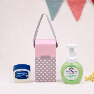 아이깨끗해 핸드워시 + 바세린젤50ml  (하트케이스 + 스티커포함)