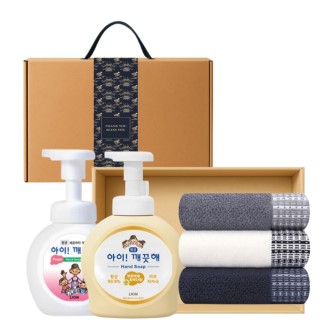 핸드워시 + 송월 호텔컬렉션 타올 고급띠지 손잡이 기프트박스 선물세트