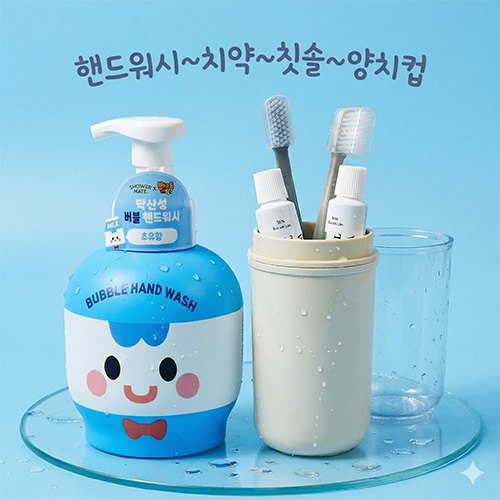 브래드이발소 핸드워시 500ml+양치컵+위덴치약+미세모 칫솔