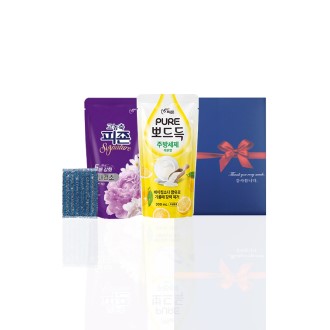 알뜰하게담은 세제세트13호(피죤퓨어뽀드득리필1P+고농축피죤리필1P+수세미1P)