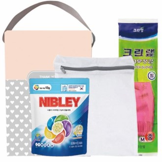 니블리캡슐세제+크린�N 고무장갑 + 세탁망 (하트케이스+스티커포함)