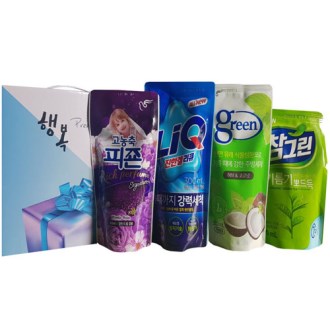 세제 4종 세트- 4호 (피죤 리치 퍼퓸 섬유유연제 300ml + 리큐 진한겔 세탁세제 300ml + 그린 주방세제 300ml + 참그린 녹차 주방세제 300ml)