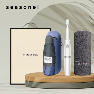 시즈넬 월컴기프트 전동 칫솔+고급 호텔타올(Thank You)+5단고급우산