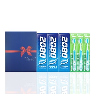 알뜰하게담은세트 2호 (2080 치약 3개 + 미세모 칫솔 3개 + 선물케이스)