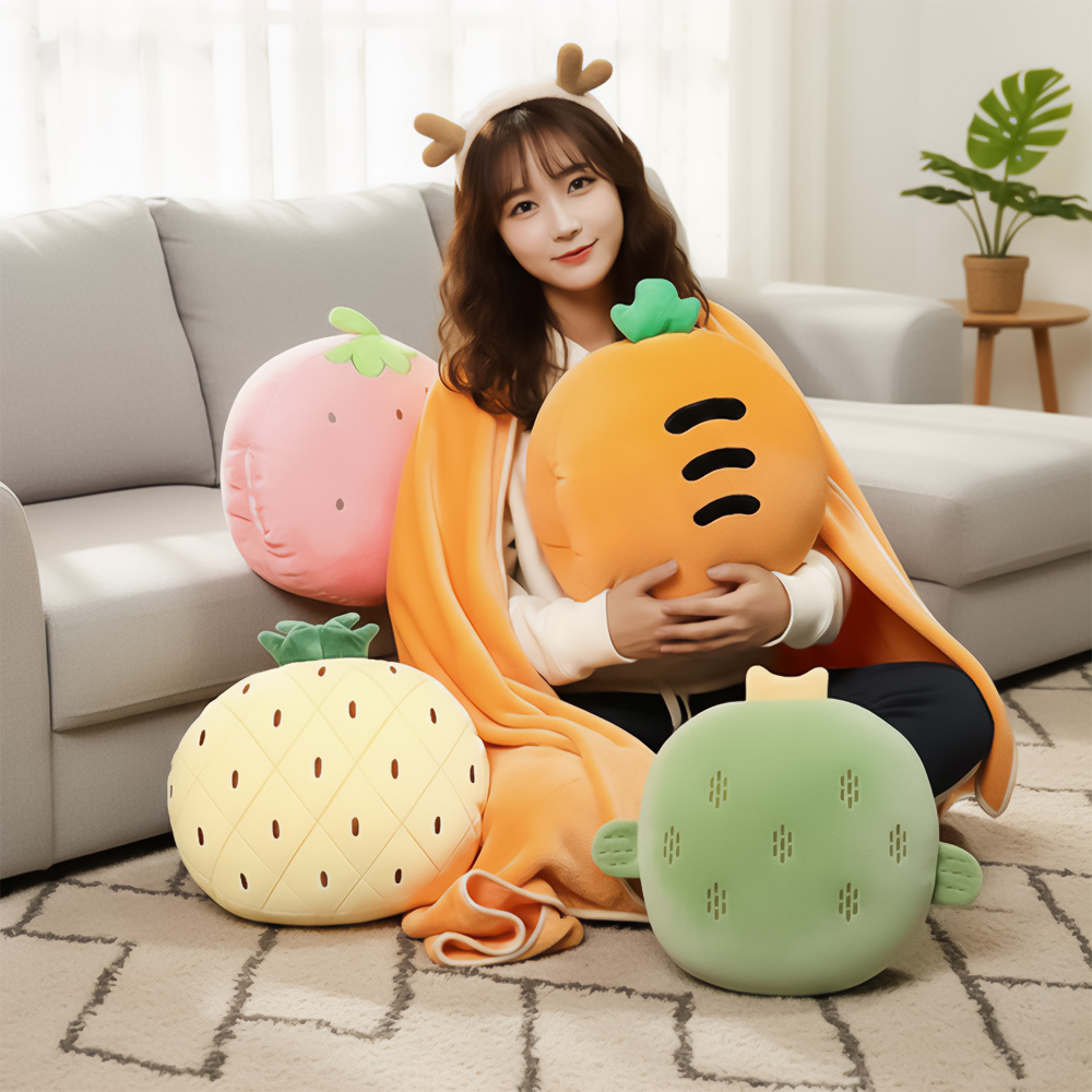 낮잠 과일 쿠션 휴대용 담요 포켓