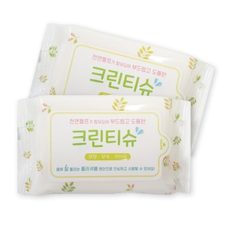 물에 풀리는 천연펄프 종이 물티슈 (30매- 나뭇잎)