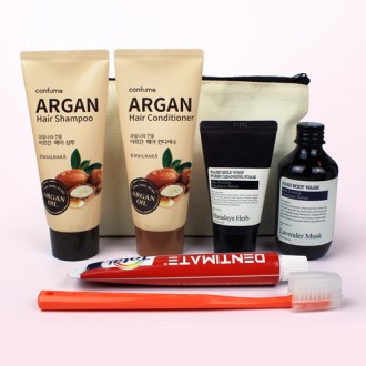 나드 클렌징폼+바디워시 + 과일나라 아르간 샴푸+컨디셔너 + 크리오 치약칫솔 + 에코파우치