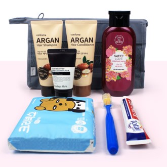 과일나라 아르간 샴푸+컨디셔너 + LG온더바디 바디워시 + 나드(NARD) 클렌징폼 + 크리오 치약칫솔 + 카카오프렌즈 여행용티슈