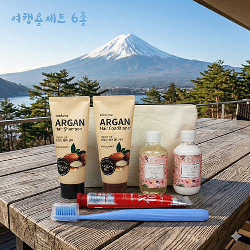 과일나라 샴푸+컨디셔너 +부케가르니 바디워시+바디로션+부케가르니 미세모 칫솔+크리오 쿨맥스 민트 치약+에코 파우치