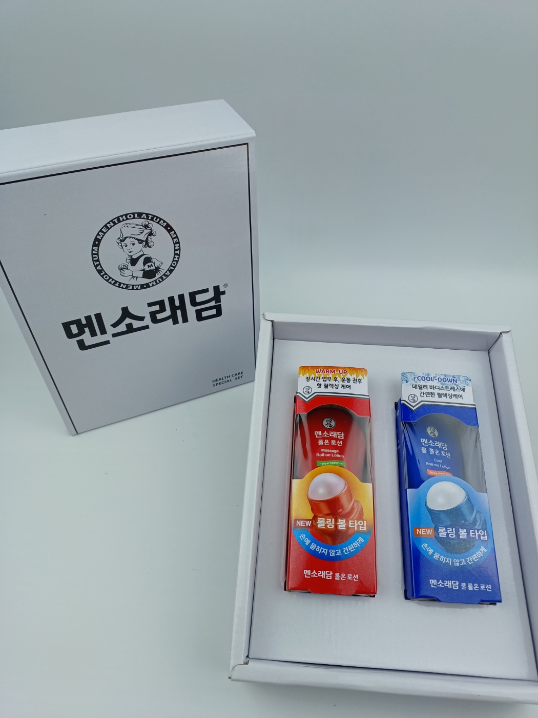 멘소래담 쿨 롤온 로션 &amp; 마사지 롤온 로션 2종 세트