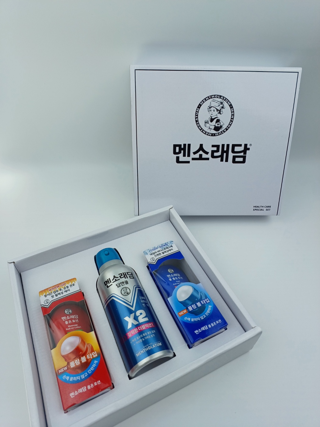 멘소래담 딥앤쿨 스프레이 &amp; 쿨 롤온 로션 &amp; 마사지 롤온 로션 3종 세트