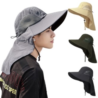 뒷목가리개벙거지모자 자외선차단사파리모자 등산벙거지모자 플랩캡