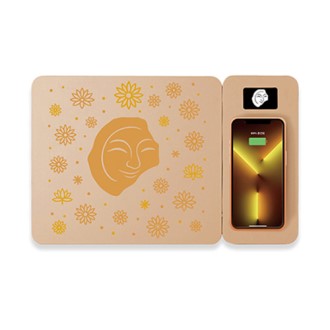 얼굴무늬 수막새 고속무선충전 마우스패드 2IN1 분리형 LED  Light GOLD CROWN