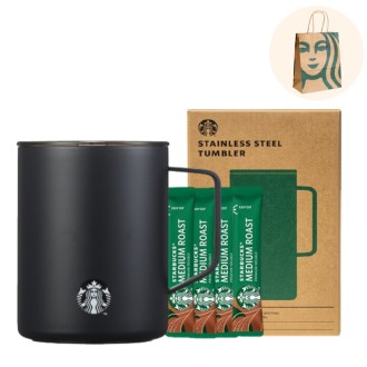 스타벅스 SS 블랙 매트 데비 텀블러 473ml+ 스타벅스 미디움 로스트 커피스틱5p