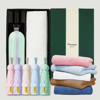 초경량 동글손잡이 캡슐5단 암막양우산+보송보송데일리 순면타올155g 우산타올 선물세트