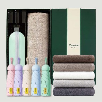 초경량 동글손잡이 캡슐5단 암막양우산+송월타올뉴라이트무지150g 우산타올 선물세트