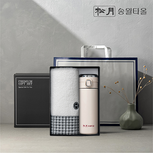 송월 프리미엄 선물 세트 송월 호텔컬렉션 톤40 1P + 원터치스마트텀블러 420ml 1P