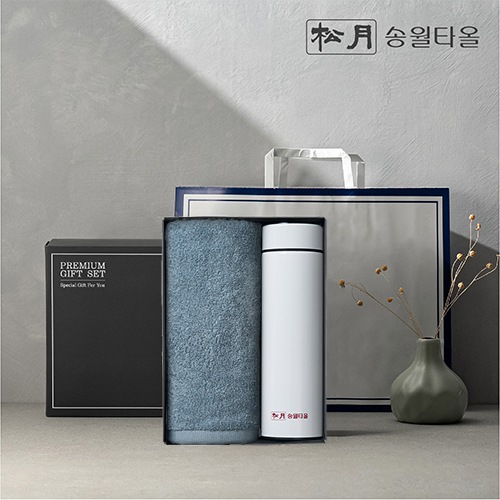 송월 프리미엄 선물 세트, 송월 라이트 무지40 1P + 스마트온도텀블러 500ml 1P