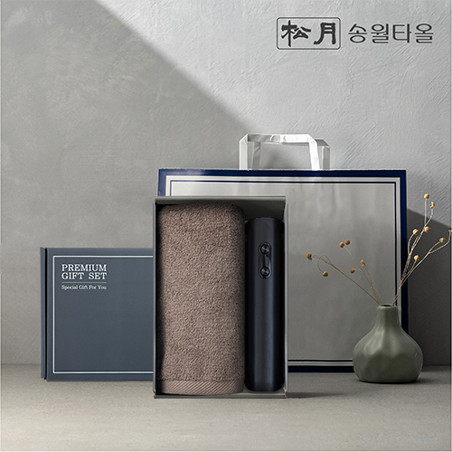 송월 프리미엄 선물 세트, 송월 뉴 컬러 무지40 1P + 전동와인오프너 1P